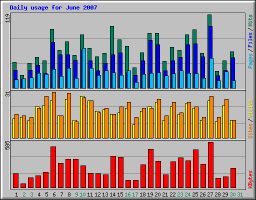 Daily usage for June 2007