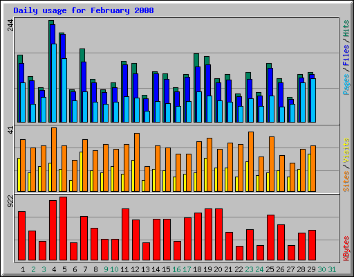 Daily usage for February 2008