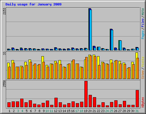 Daily usage for January 2009