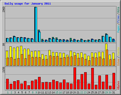 Daily usage for January 2011