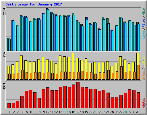 Daily usage for January 2017