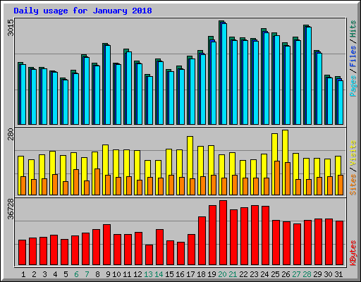 Daily usage for January 2018
