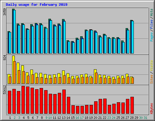 Daily usage for February 2019