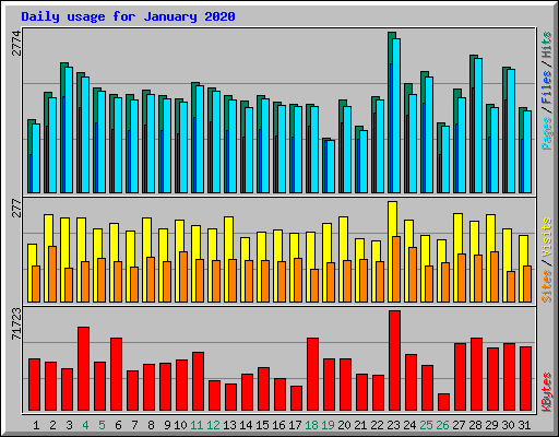 Daily usage for January 2020