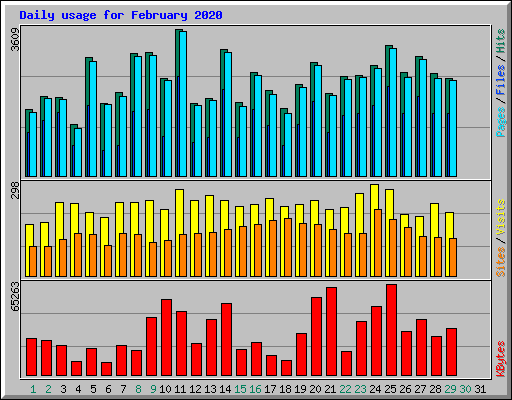 Daily usage for February 2020