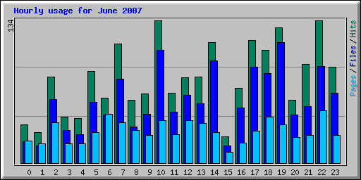 Hourly usage for June 2007