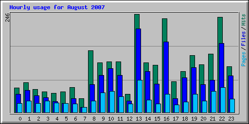 Hourly usage for August 2007