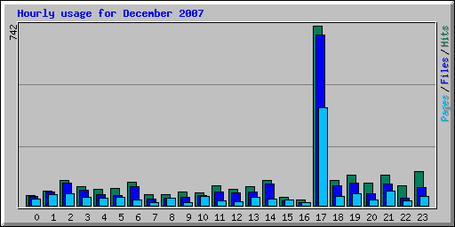 Hourly usage for December 2007