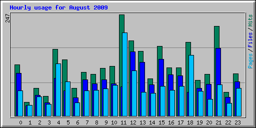 Hourly usage for August 2009