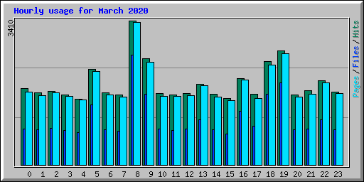 Hourly usage for March 2020